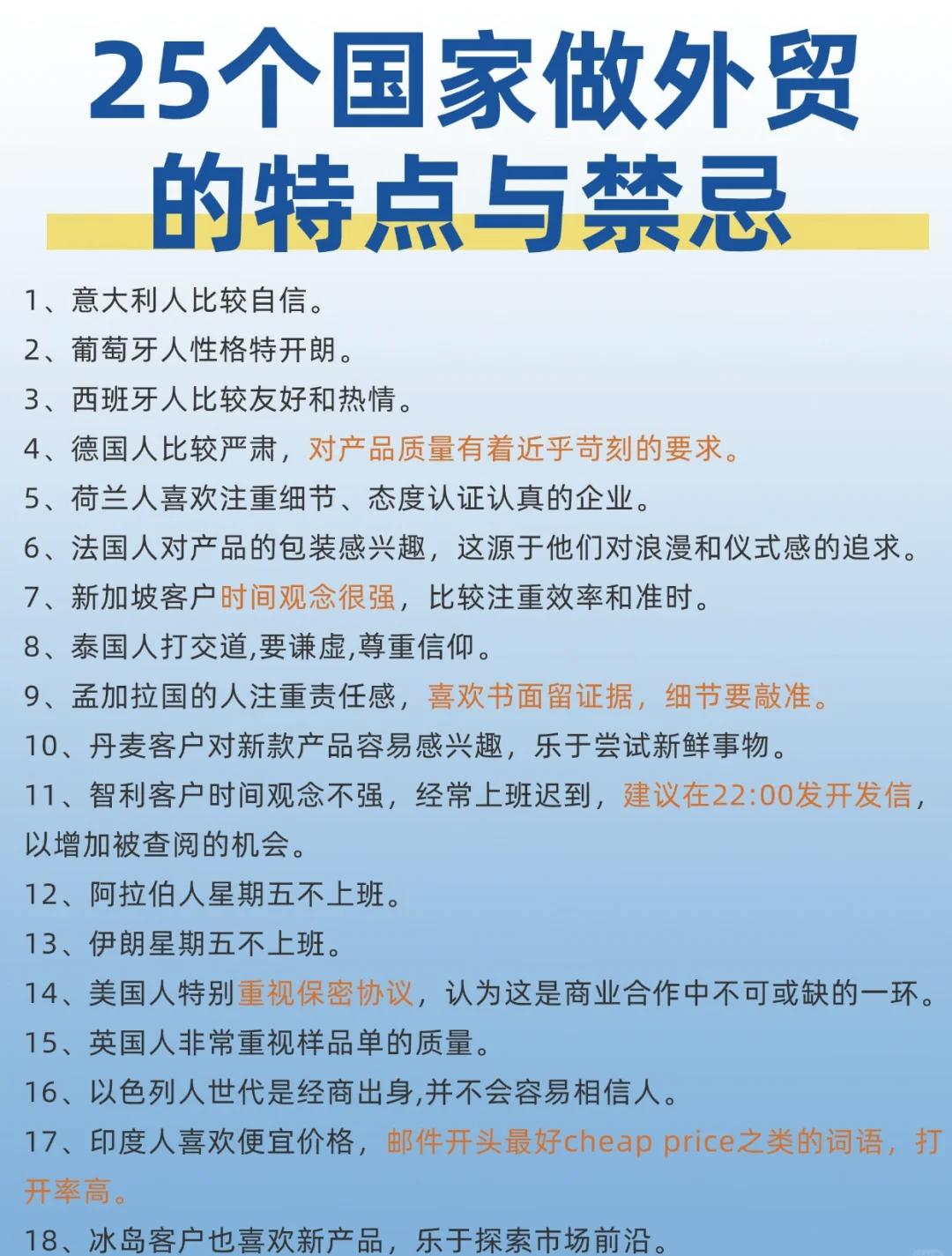 外贸客户开发必看！25个国家外贸技巧与禁忌